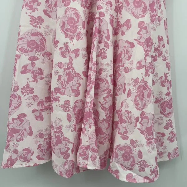 Hello Molly Women's 4 Short Sleeve Pink White Floral Mini Dress V-Neck Girly NWT - Image 4