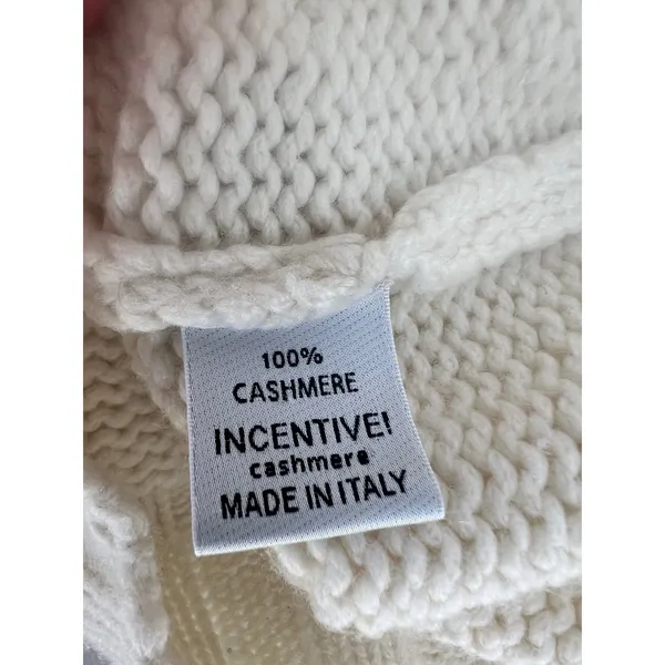 Incentive Cashmere Ivory Chunky Knit Turtleneck Sweater Made Italy Size S - Image 12