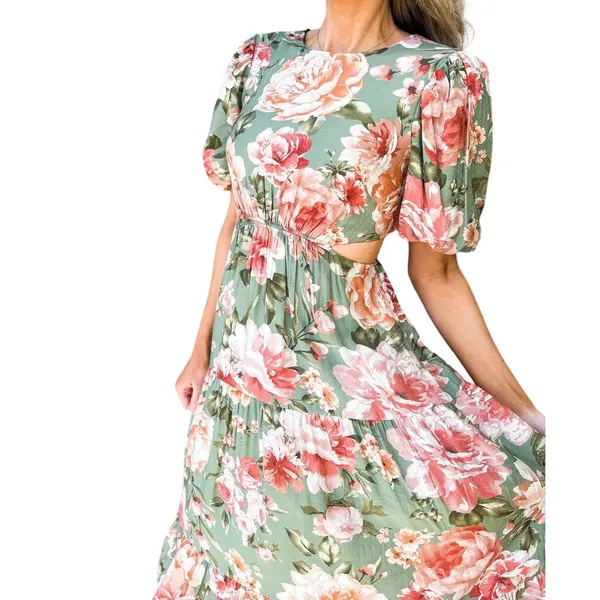 Blu Pepper The Branson‎ Cutout Floral Maxi Dress Size Small - Image 6