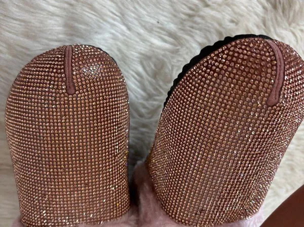 Forever Rose Forever Pink Faux Fur Lined Rhinestone Embellished Slip-On Shoes - Image 4