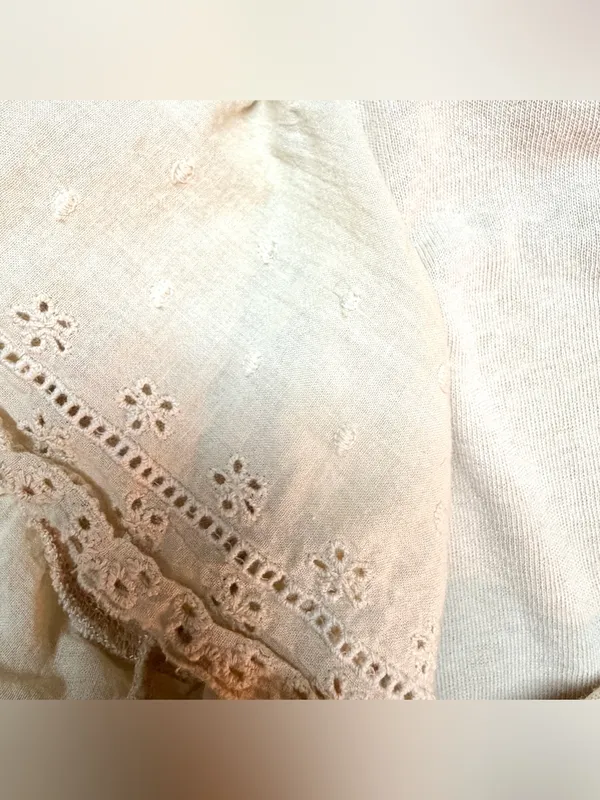 NORDSTROMS DELUC Women’s Lace Detail Flutter Sleeve Crew Neck Top Shirt Size M - Image 9