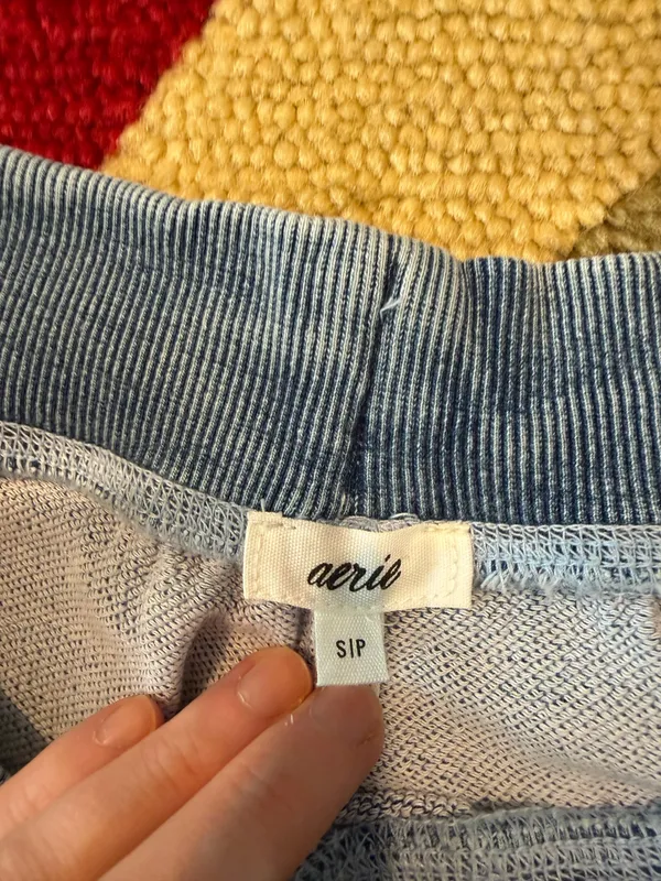 NWT Aerie Sweatpant Jean Shorts Knit Comfy Lounge Material Blue Size Small - Image 3
