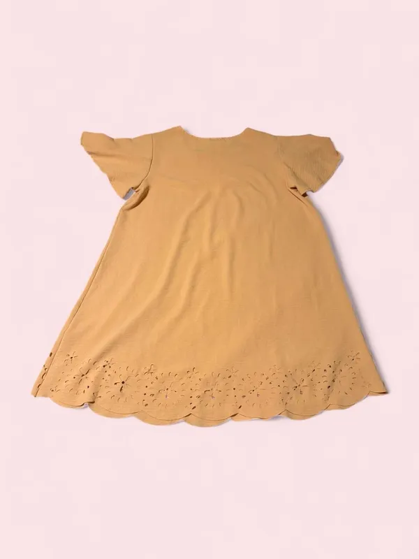 JODIFL Orange Eyelet-Hem Flutter Sleeve Mini Dress - Image 2