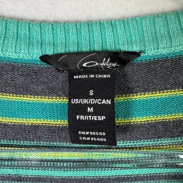 Oakley Y2K Stripe Cardigan Aqua Gray‎ Indie Grunge Soft Girl Sweater Mallcore S - Image 3
