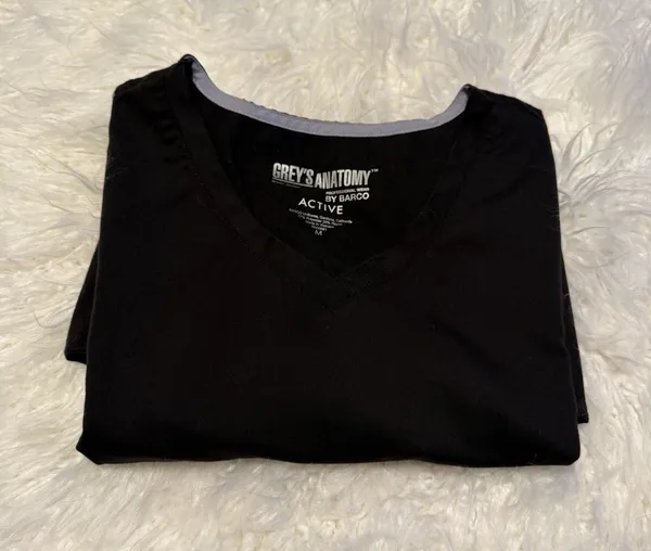 Grey's Anatomy by Barco Black V-Neck Scrub Top Size M - Image 3