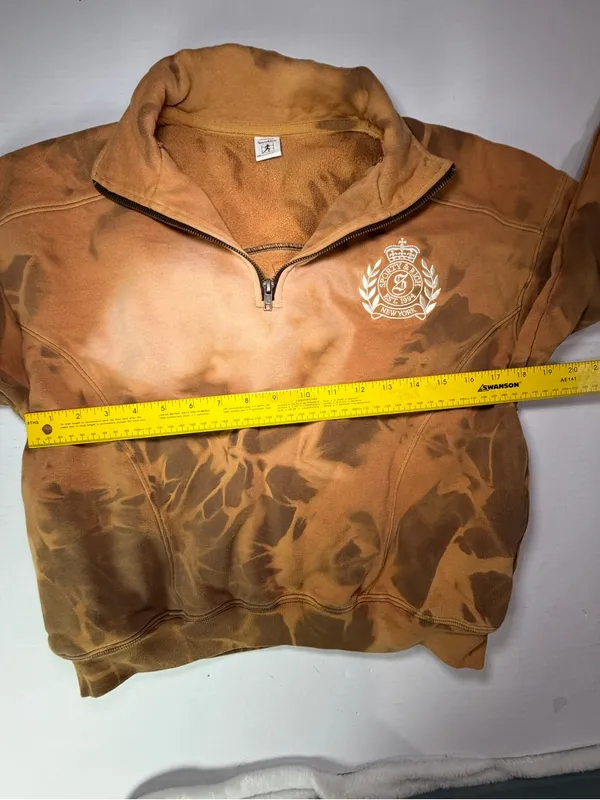 Sporty & Rich Brown Tie-Dye Quarter-Zip Sweatshirt - Image 4