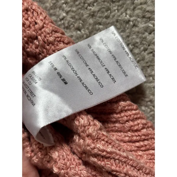 Free People Cable Knit Sweater Large Pink Boho Chunky Pullover - Image 8