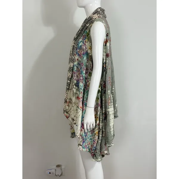 Women’s Floral Patchwork Kimono Duster Vest Cover Up Boho Hippie Size L/XL NWT - Image 7