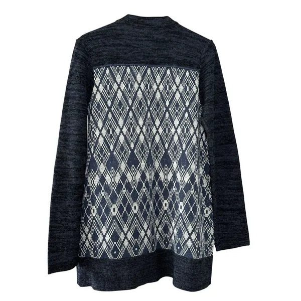 Free People Foxtrot Argyle Knit Cardigan Sweater Women's L Wool Blend‎ Preppy - Image 3
