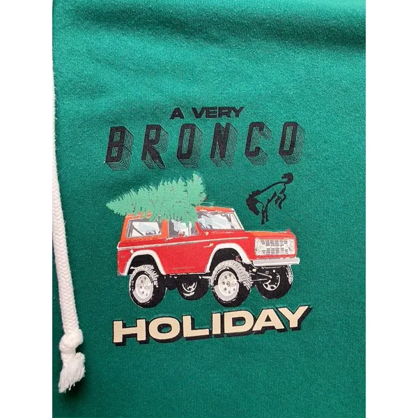 Ford Bronco Zip Hoodie Womens Large Green Holiday Logo Relaxed‎ Greyson Threads - Image 2