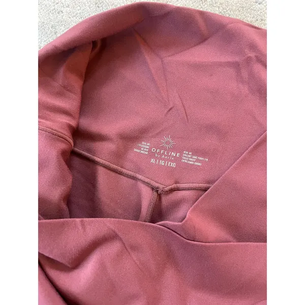 Aerie Offline Real Me Crossover High Waisted Leggings Pink XL Short Brick Stone - Image 4