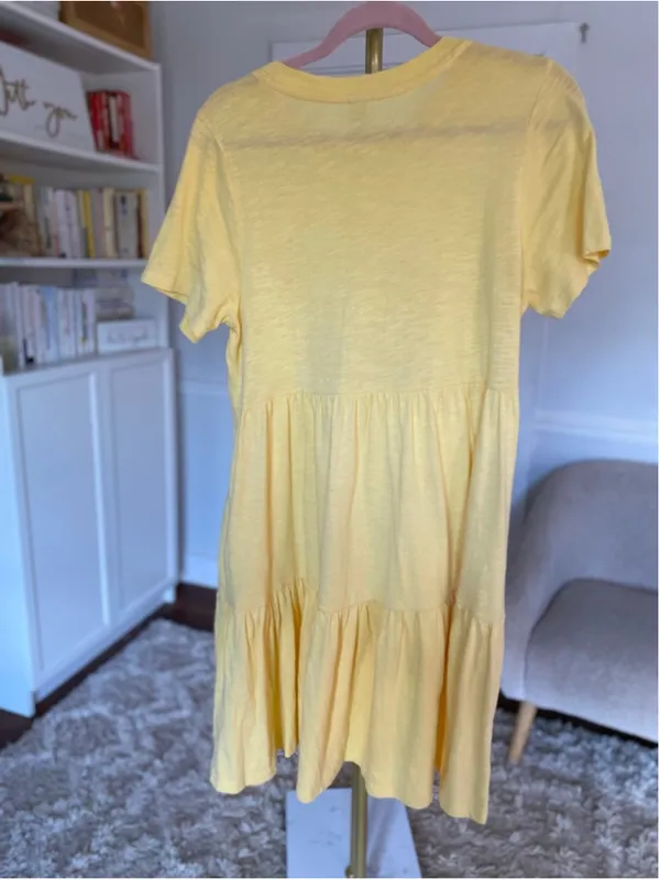Old Navy Mini Dress Butter Yellow Coastal Cottagecore Tiered S Soft Quiet Luxury - Image 3