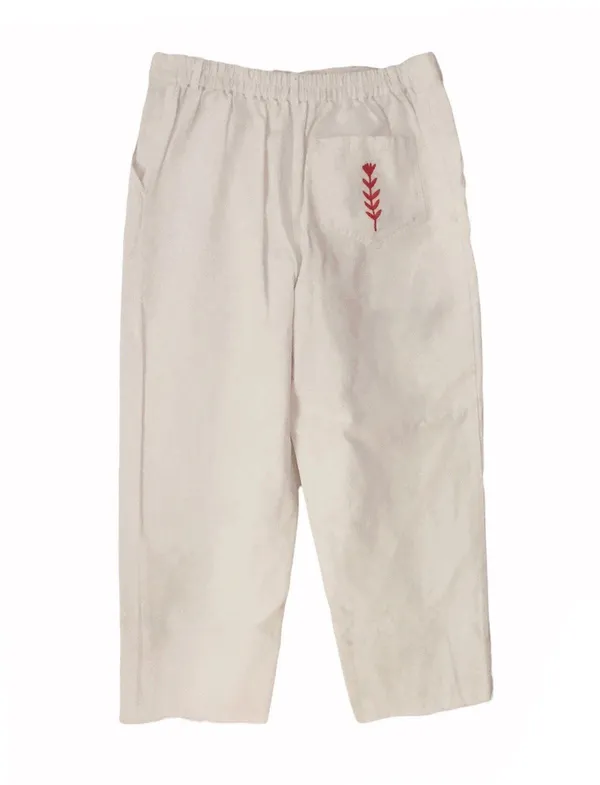 White Embroidered Ankle Pants Size L - Image 2
