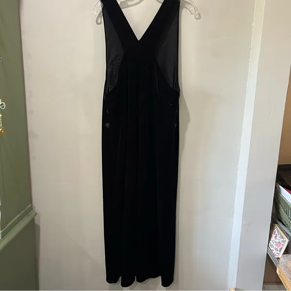VTG Y2K‎ Jacqueline Ferrar VELVET VELOUR Black Jumper Dress Maxi Stretch Size 12 - Image 7