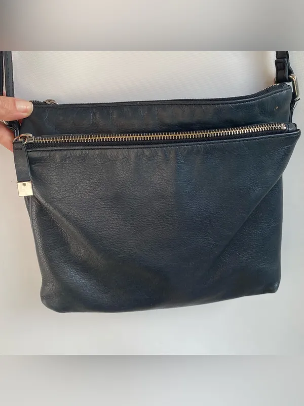 Margot black leather crossbody bag purse Classic minimalist fall winter classic - Image 7
