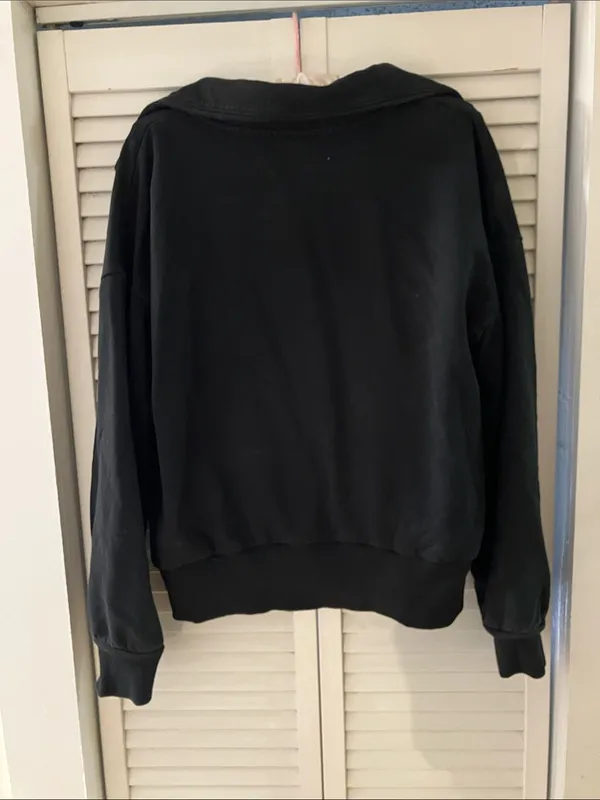 a new day Black Fleece Lined Cropped Quarter Zip Sweatshirt Size Large - Image 5