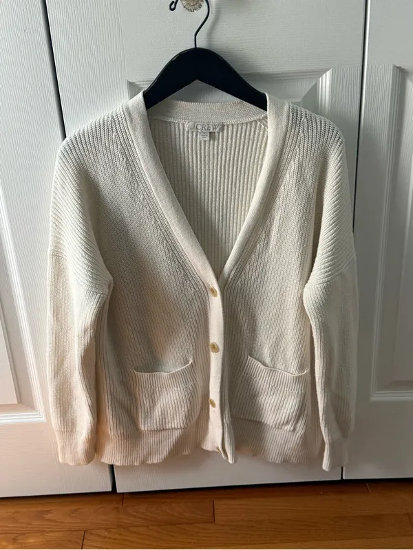 J.Crew V-Neck Cardigan in Ecru - Image 2