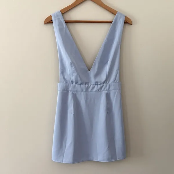 New Superdown Kaelyn Pinafore Mini Dress‎ Light Blue Size M - Image 3