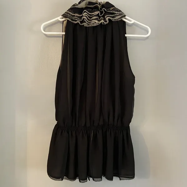 Robert Rodriguez Target Size M Ruffled Sleeveless‎ Georgette Chiffon Blouse - Image 4