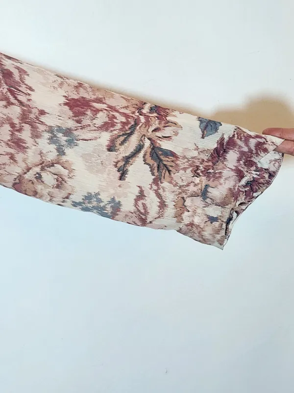 H&M Long Sleeve Pink and Cream Floral Mini Dress Size XS Wedding Guest Dress - Image 5