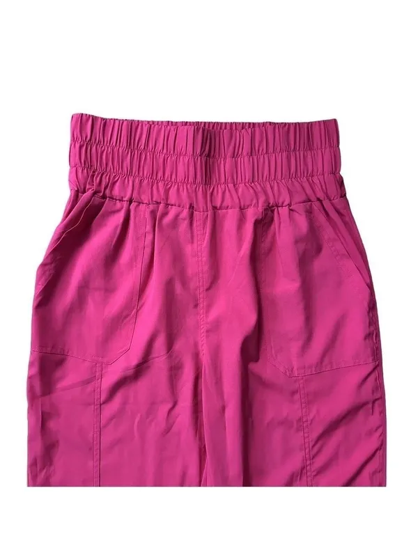 New In Smocked High Waist Elastic Waistband Joggers Hot Pink Size Large - Image 3