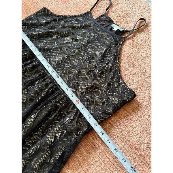 Umgee Black Lace Overlay Dress Size L Boho Sleeveless Stretch Mini Dress - Image 4