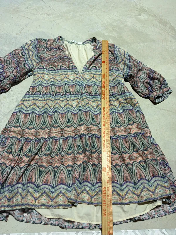 Amanda uprichard Diego Patterned Boho Tiered Dress large - Image 6