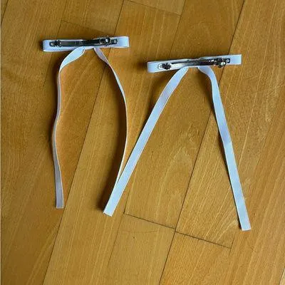 Brand New Urban Outfitters White Ribbon Hair Barrette Clips - Set of 2 - Image 3