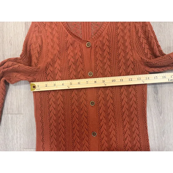 Peruvian Connection Pointelle Knit Long Cardigan Duster Sweater XS - Image 8