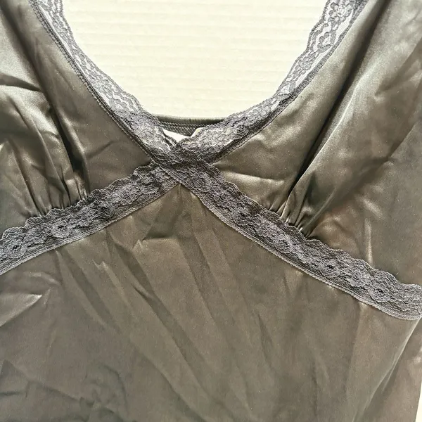 Altar’d State Black Satin And Lace Long Slip Dress Size M Elegance - Image 4