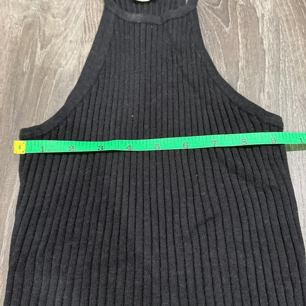 essentials by Full Tilt Black Ribbed High Neck Cropped Tank Top - Image 4