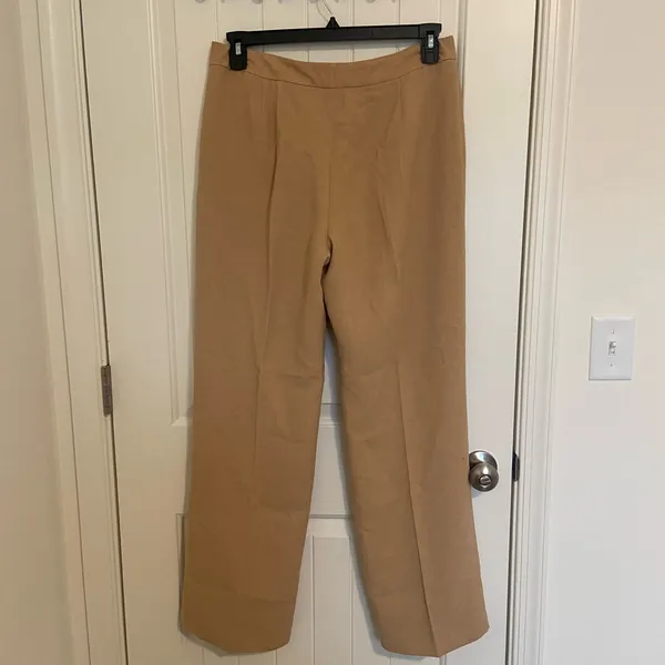 NWOT Kasper women’s tan flat front polyester straight leg dress pants size 10‎ - Image 5