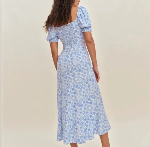 Reformation Haisley Dress Blue Daisy 4 - Image 9
