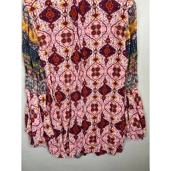 The Rustic Rack Boutique Bohemian Floral Print V Neck Flared Sleeve Blouse Sz M - Image 11