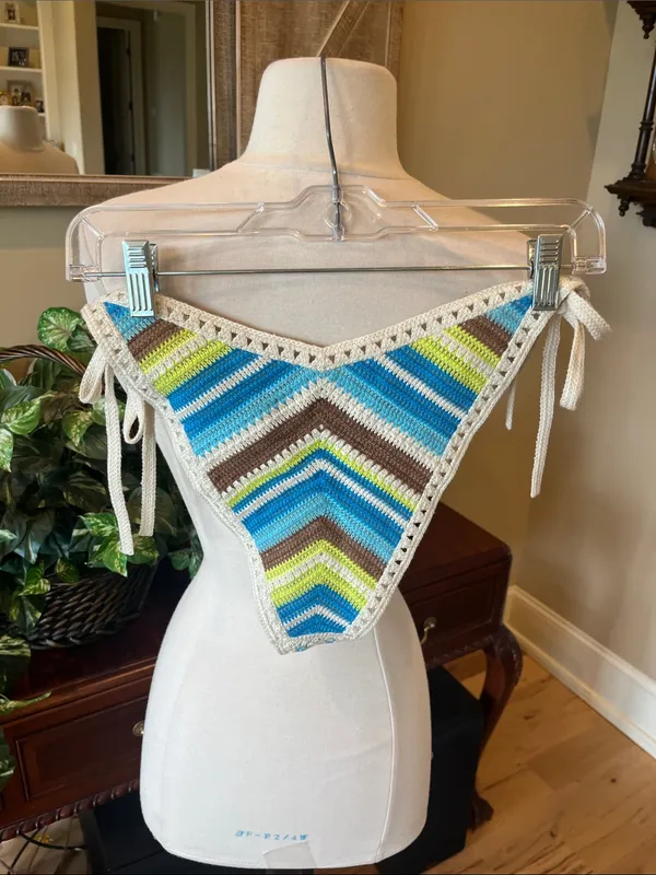 Aeri Crochet Blue Brown Yellow Bikini Bottom - Image 5