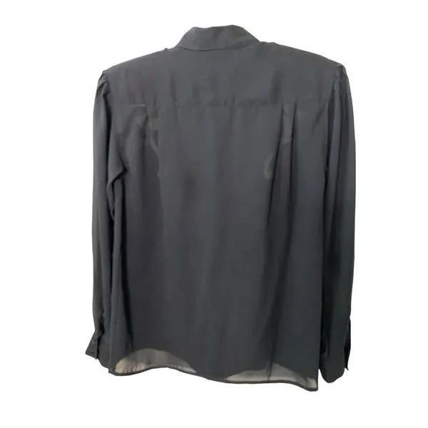 New Jouer black chiffon long sleeve shirt with gold embroidery Sz 6‎ - flawed - Image 14