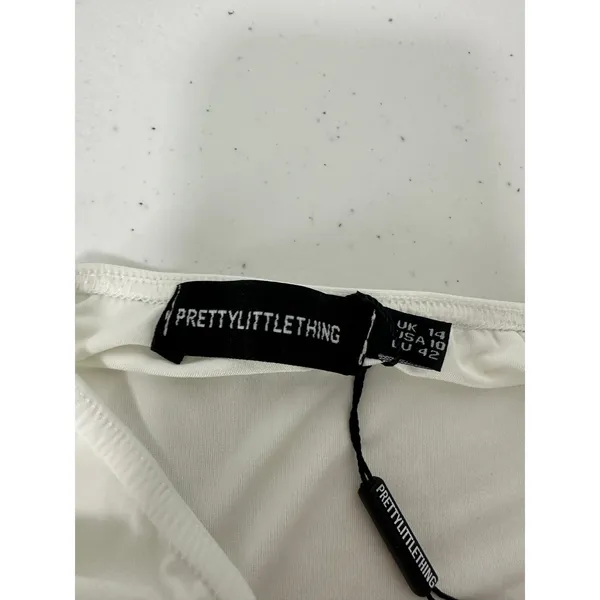 PrettyLittleThing Womens‎ 10 White Slinky Buckle Detail Halter Top CNA0410 NWT - Image 5