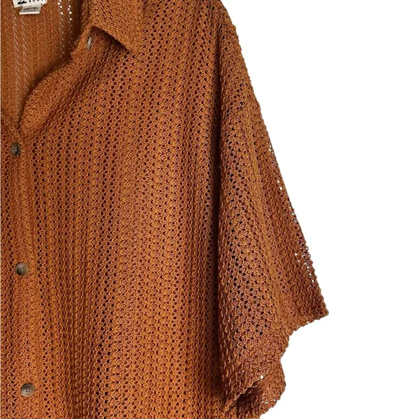 Billabong Open Knit Button Up Shirt Swim Beach Cover Up Beach Summer Travel - Image 4