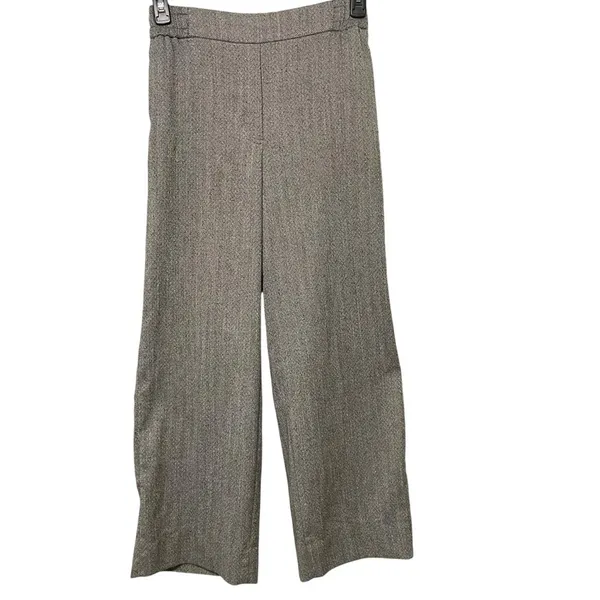 ZARA Black/ White Herringbone Wide Leg Pants Small Elastic Waist Dress Trousers - Image 4