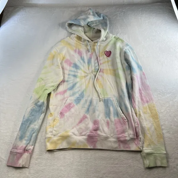 Roller Rabbit S Small Tie Dye Heart Love Hoodie Sweatshirt‎ Embroidered USA Made - Image 2