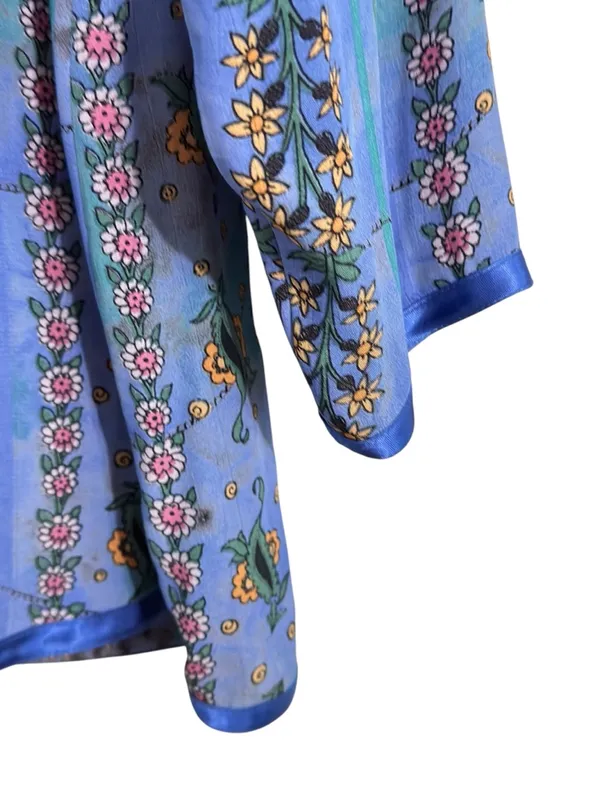 Maggie Shepherd Blue Floral Button Front Blouse Boho Top M Size M - Image 6