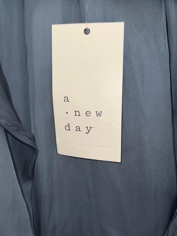 A New Day Blue satiny long sleeve blouse. - Image 5