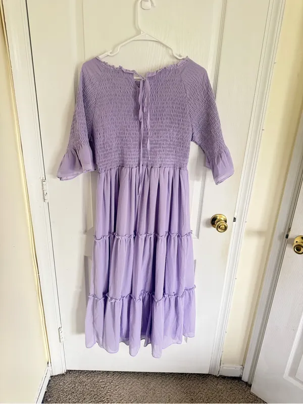 Jessakae NEW Smocked Bodice Lavender Midi Dress - Image 2