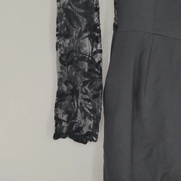 Yumi Kim Romper Women’s Small Black Silk Floral Lace Long Sleeve Open Back - Image 9