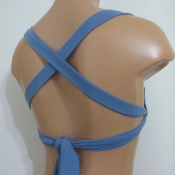 NWT Hilinker Blue Ruched Bikini Criss Cross Back High Cut Swimsuit Set Sz M - Image 6