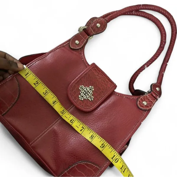Vintage Y2K 90s 2000s Whimsygoth Grunge Red Shoulder Leather Hand Bag Purse Braided Strap Measurement in pics - Image 6