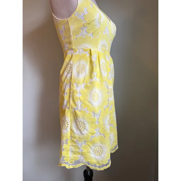Plenty by Tracy Reese Yellow‎ Floral Lace preppy y2 Dress mini y2k fairy whimsi - Image 3
