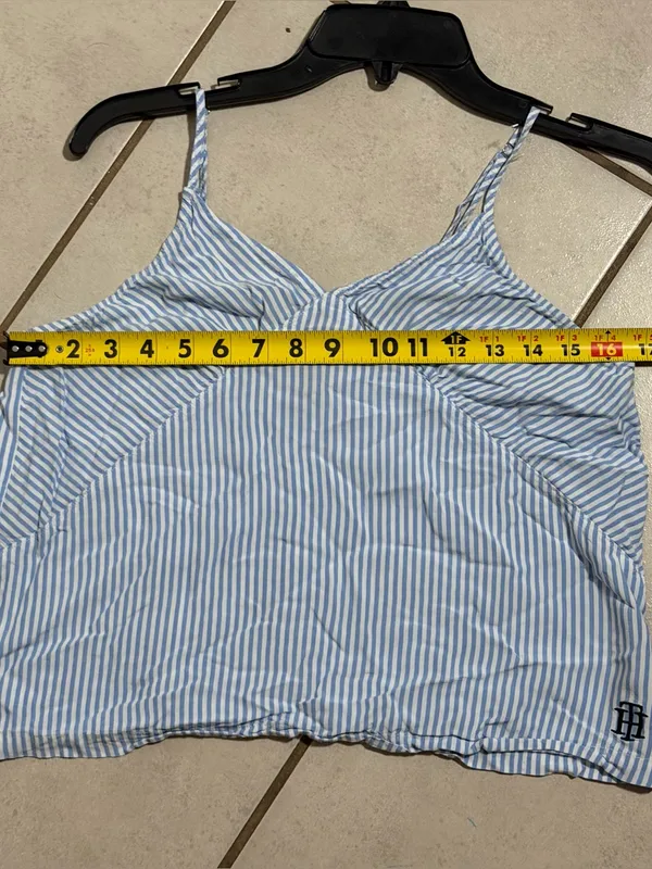 Tommy Hilfiger Women Blue/White Striped V-Neck Cami Casual Preppy Strappy size M - Image 8