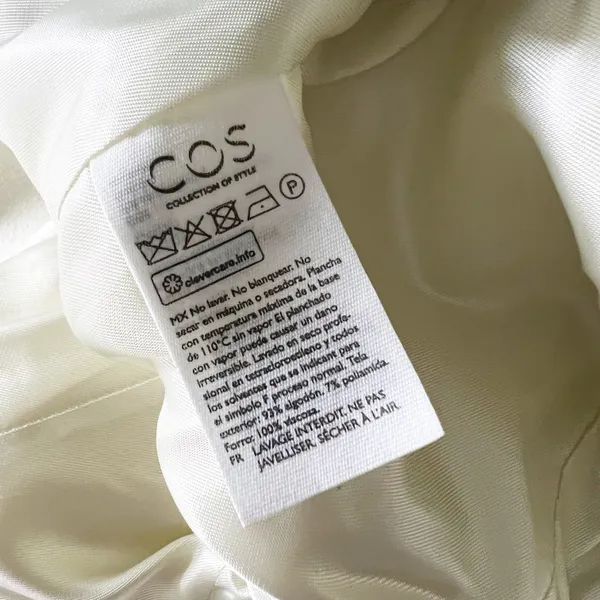 COS Cotton Woven Textured Collared Lapel Wrap Structured Blazer Jacket White 10 - Image 4