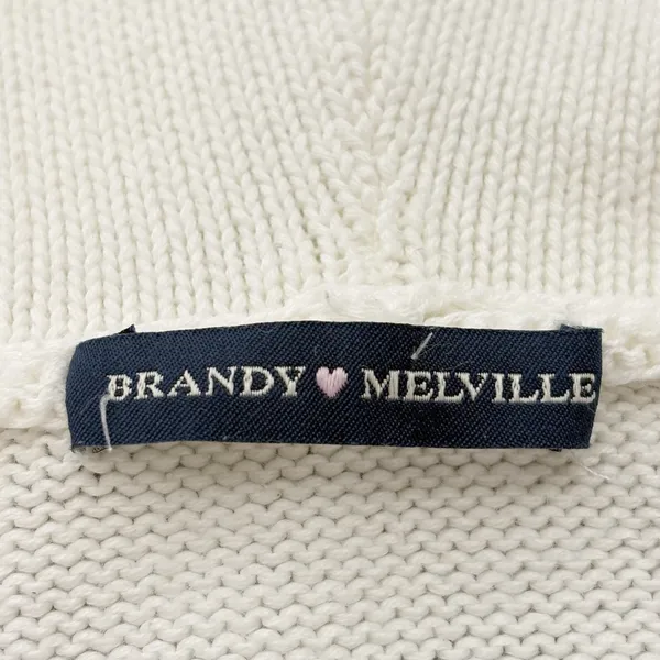 Brandy Melville Alana Knit Sweater Women XS/S Cream Hoodie Full Zip Cotton - Image 8